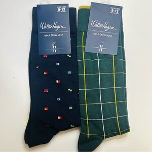 NWT Walter Hagen Golf Crew Socks Set - Size 8-13 - Navy & Green